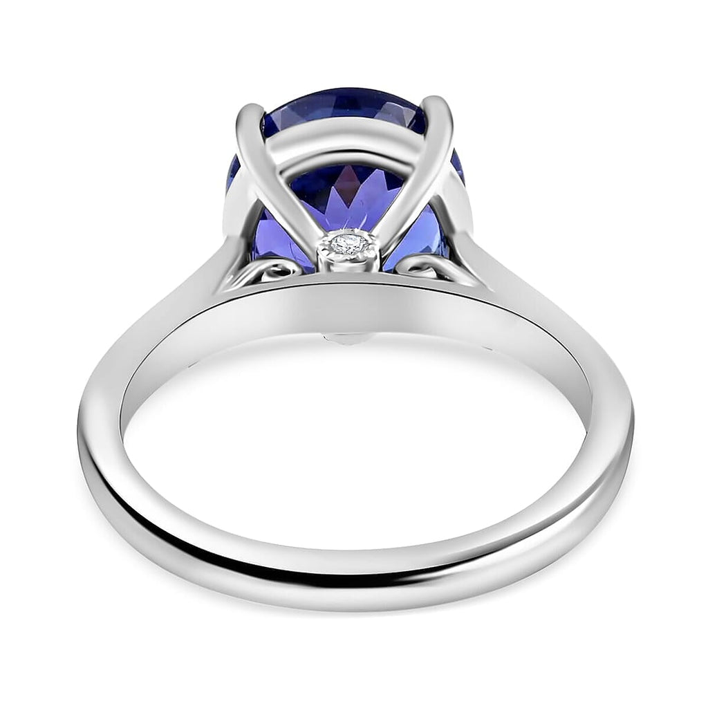 Certified and Appraised RHAPSODY 950 Platinum AAAA Tanzanite and Diamond (VS- E-F) Solitaire Ring Platinum 6.75 gms.