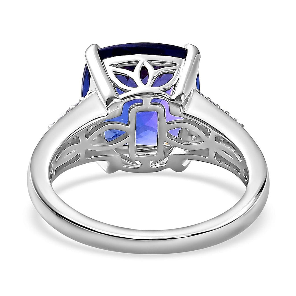 RHAPSODY 950 Platinum AAAA (Cushion) Tanzanite & Diamond (VS-E-F) Ring 6.83 Ct, Platinum Wt. 6.71 Ct