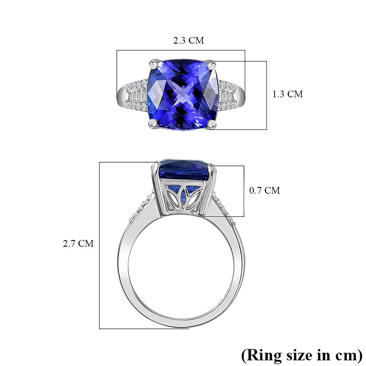 RHAPSODY 950 Platinum AAAA Tanzanite and Diamond VS EF Ring 6.99 ct 7671925 5
