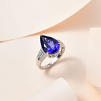 RHAPSODY 950 Platinum AAAA Pear Tanzanite & Diamond (VS-E-F)  Ring 7.50 Ct. Size P
