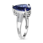 RHAPSODY 950 Platinum AAAA Pear Tanzanite & Diamond (VS-E-F)  Ring 7.50 Ct. Size P