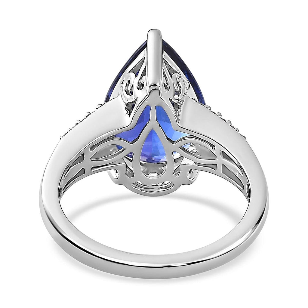 RHAPSODY 950 Platinum AAAA Pear Tanzanite & Diamond (VS-E-F)  Ring 7.50 Ct. Size P