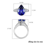 RHAPSODY 950 Platinum AAAA Pear Tanzanite & Diamond (VS-E-F)  Ring 7.50 Ct. Size P
