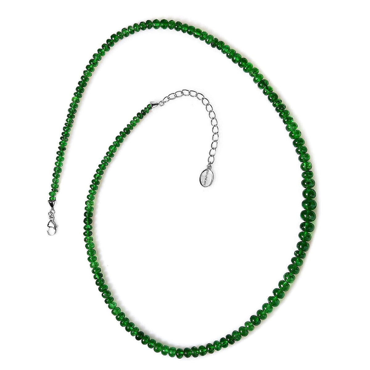 Appraised and Certified 950 Platinum AAAA Tsavorite Garnet Necklace (Size - 18) 93.87 Ct. 7669095 0