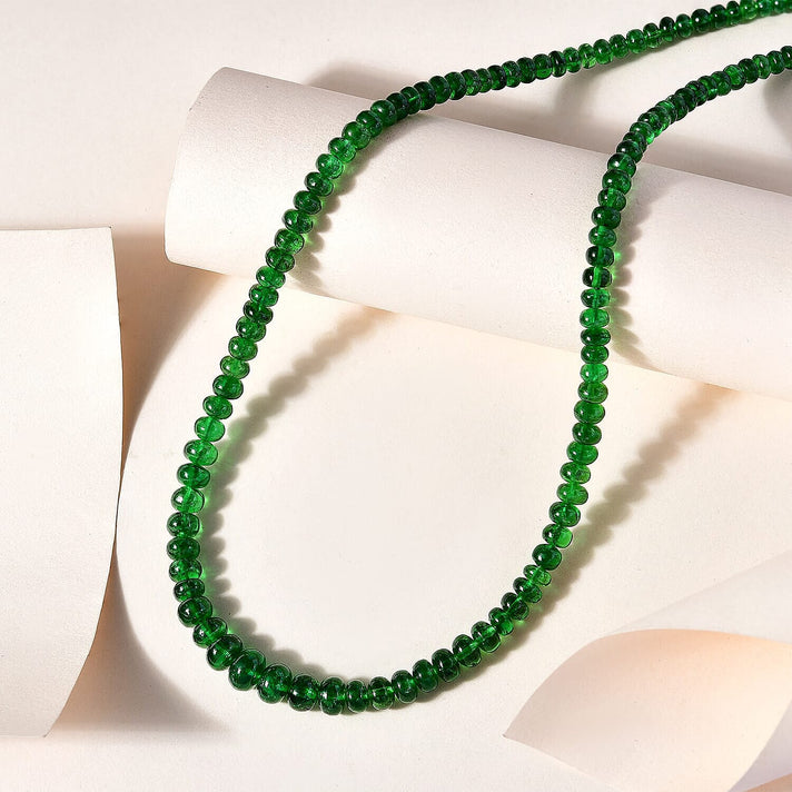 Appraised and Certified 950 Platinum AAAA Tsavorite Garnet Necklace (Size - 18) 93.87 Ct. 7669095 2