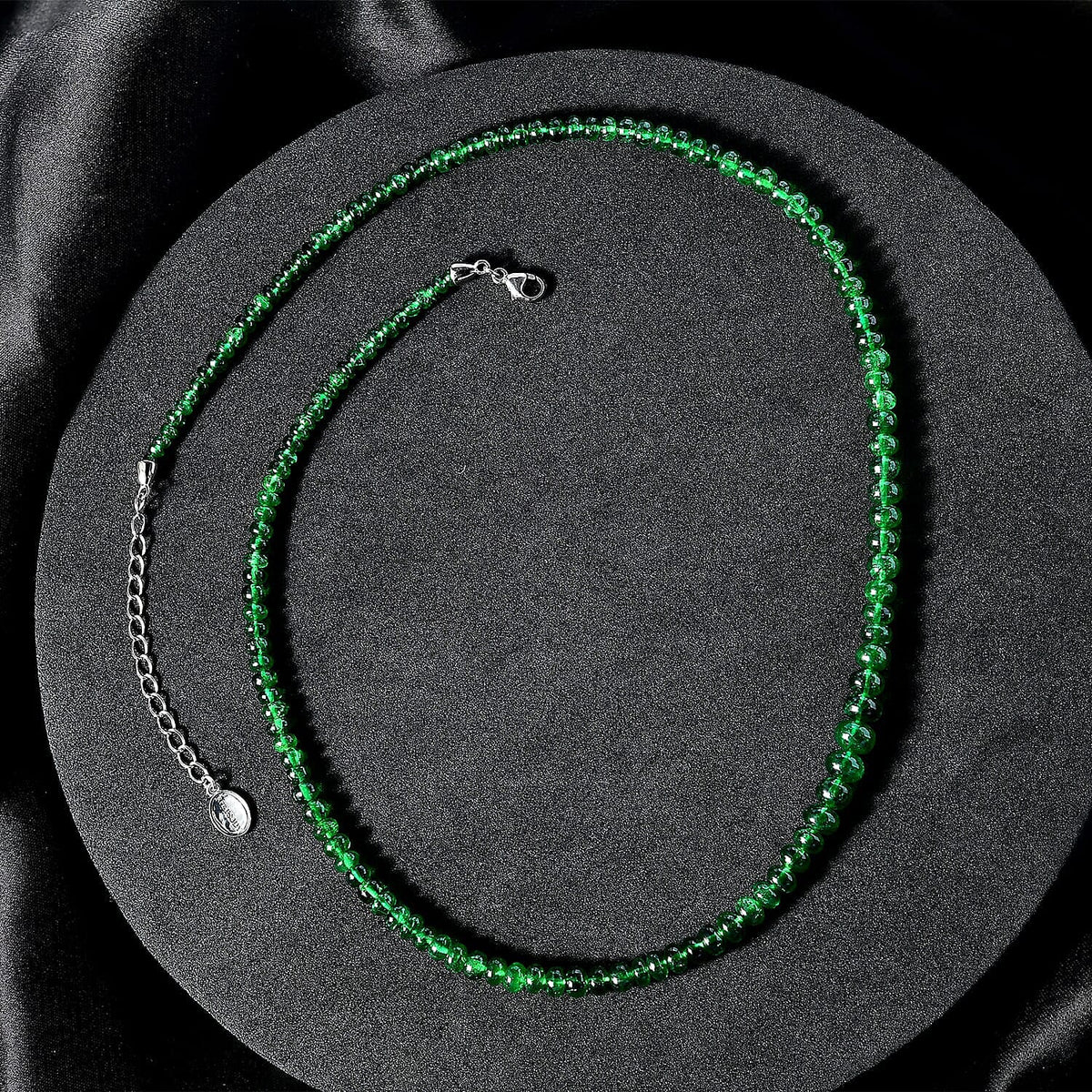 Appraised and Certified 950 Platinum AAAA Tsavorite Garnet Necklace (Size - 18) 93.87 Ct. 7669095 2
