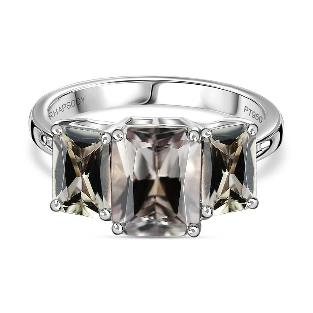 RHAPSODY 950 Platinum GSI Certified & Appraised AAAA Turkizite & Diamond (VS2-E-F) Ring 5.09 Ct, Platinum Wt. 4.8 Gms