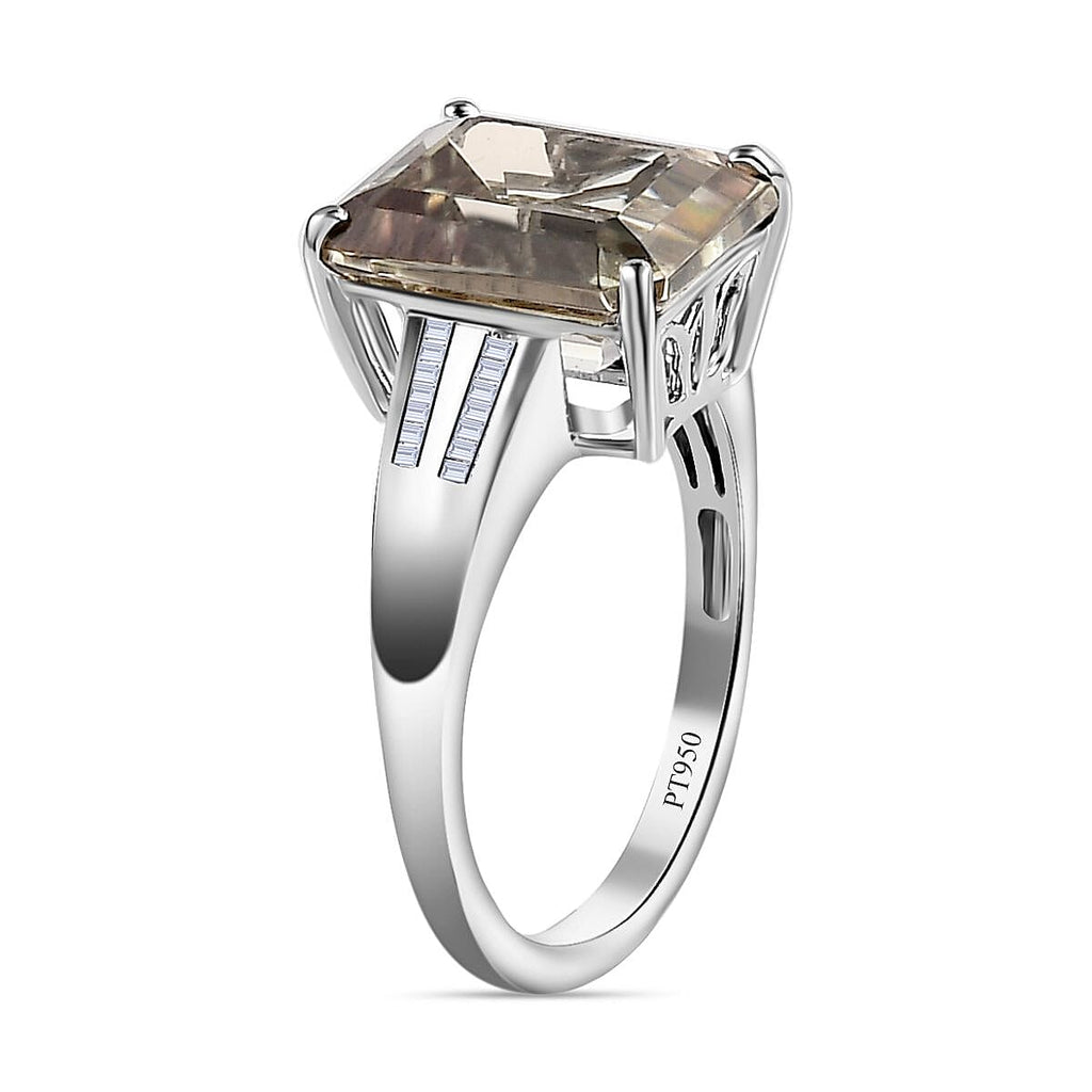 Biggest Deal - 950 Platinum AAAA Turkizite & Diamond (GH-SI) Ring 7.28 Ct, Platinum Wt. 7.07 Gms