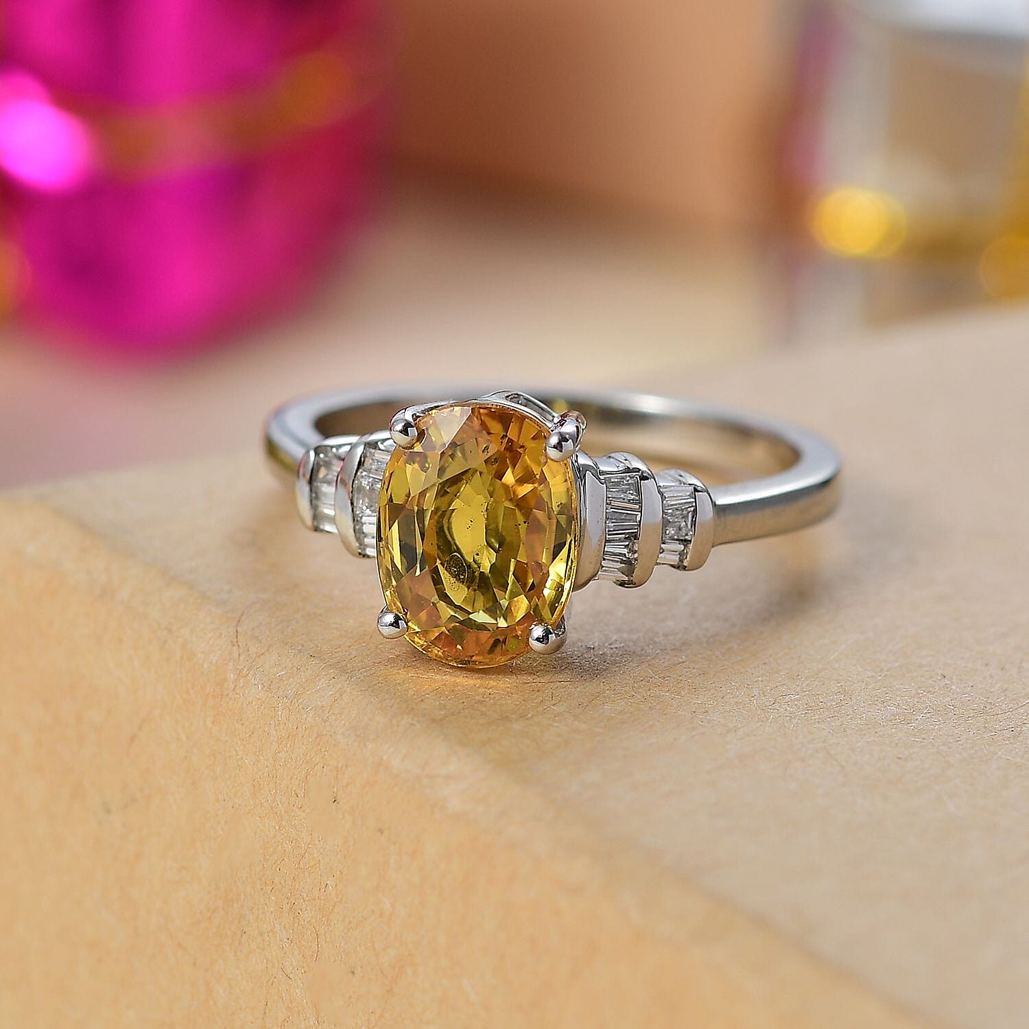RHAPSODY 950 Platinum AAAA Yellow Sapphire White Diamond EF, VS Ring 2.56 ct. 7838959 3
