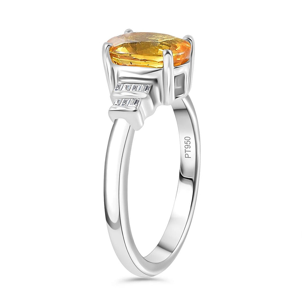 RHAPSODY 950 Platinum AAAA Chantaburi Yellow Sapphire with White Diamond (VS-EF) Ring 2.56 Ct,