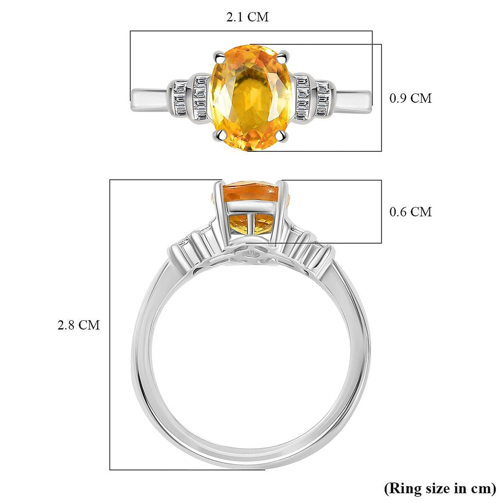 RHAPSODY 950 Platinum AAAA Chantaburi Yellow Sapphire with White Diamond (VS-EF) Ring 2.56 Ct,