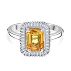 MONSTER DEAL - 950 Platinum AAAA Chantaburi Yellow Sapphire & White Diamond (VS-E-F) Ring 2.18 Ct, Platinum Wt. 4.84 Gms.