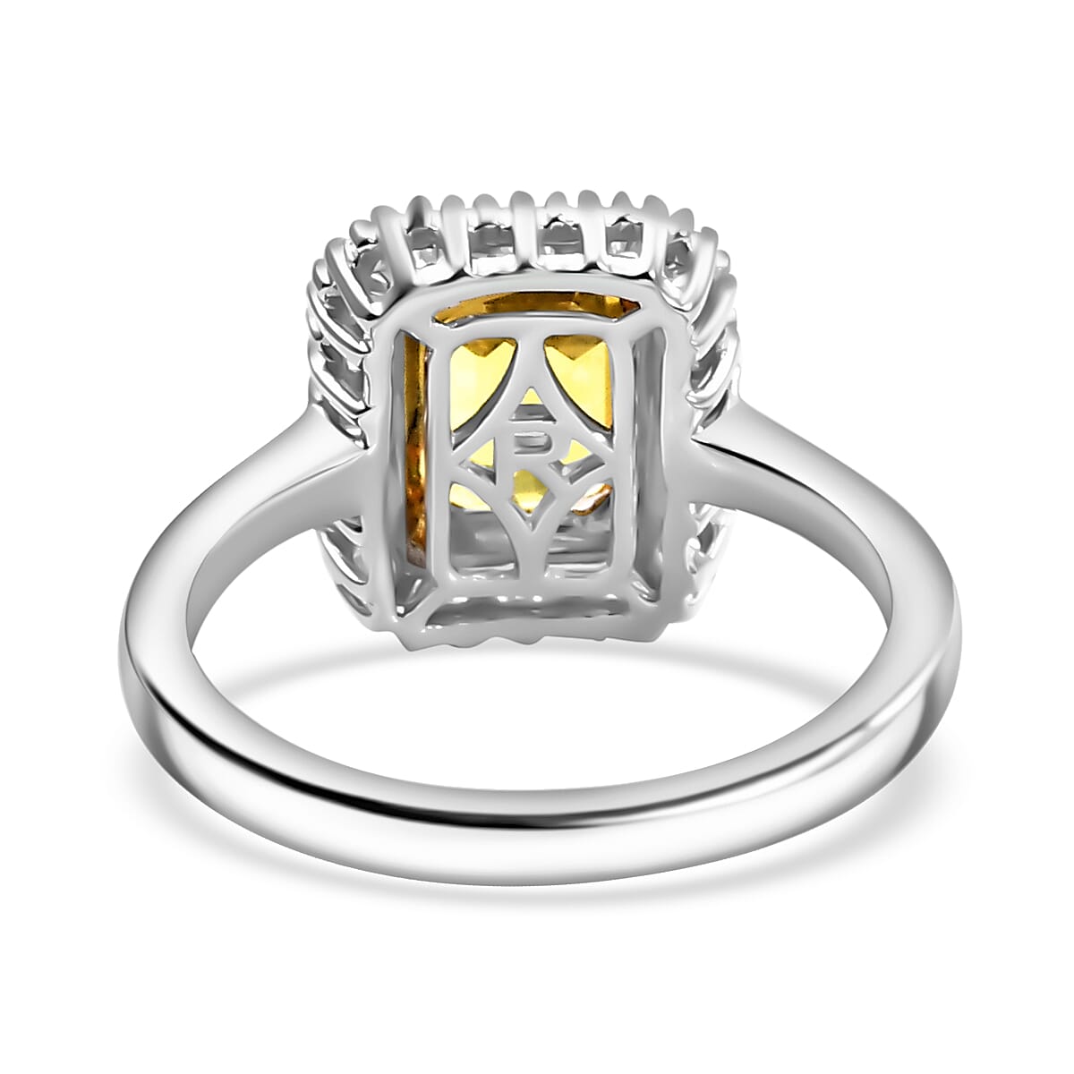 950 Platinum AAAA Chantaburi Yellow Sapphire and White Diamond (VS-E/F) Ring 2.18 Cts. 7950849 5