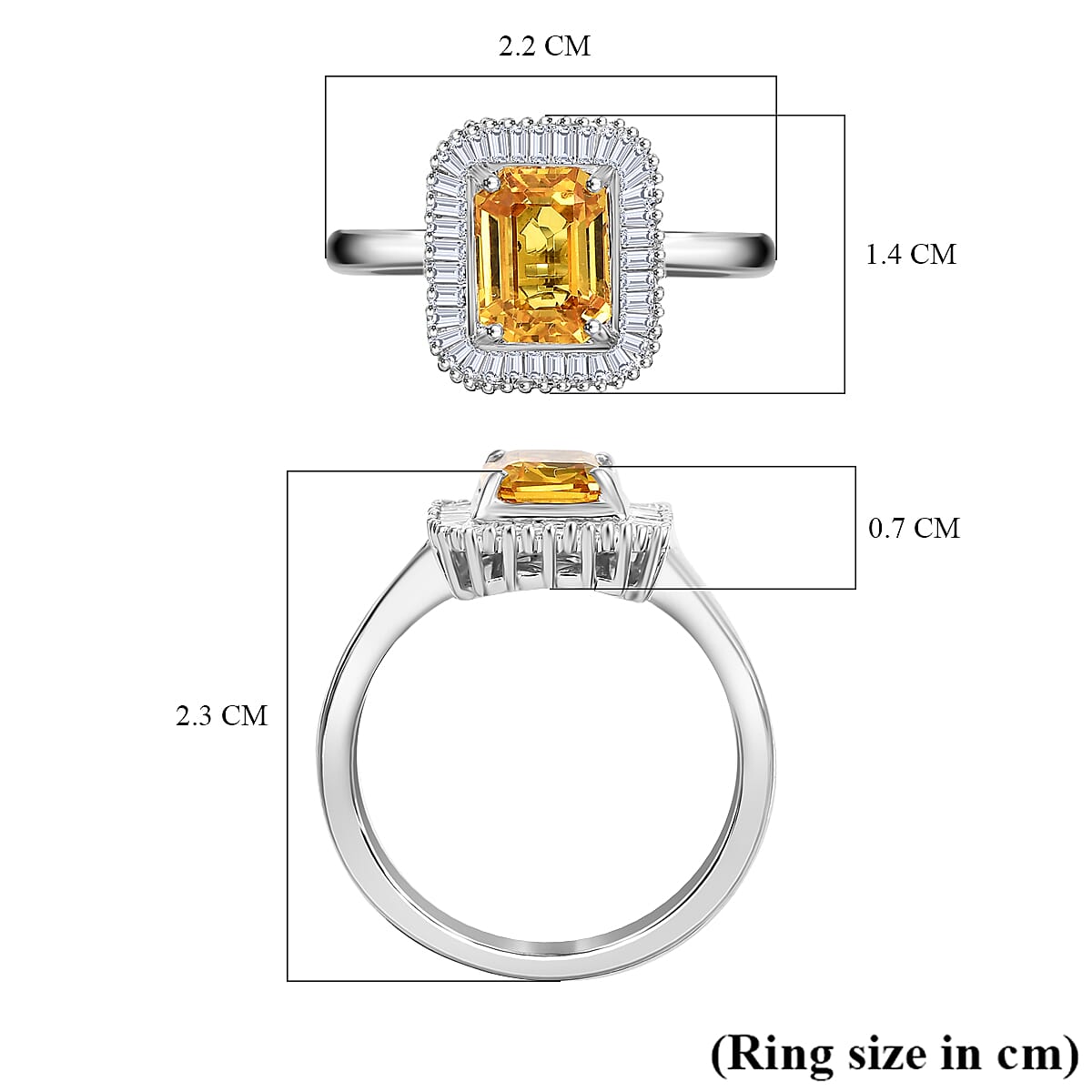 950 Platinum AAAA Chantaburi Yellow Sapphire and White Diamond (VS-E/F) Ring 2.18 Cts. 7950849 6