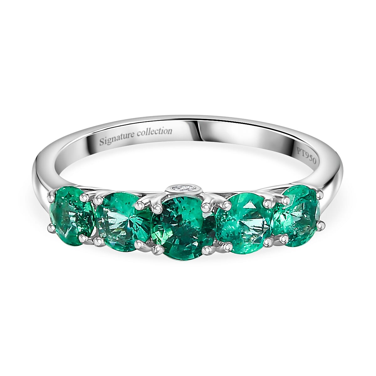 RHAPSODY 950 Platinum AAAA Gemfields Zambian Emerald and White Diamond (VS/E-F) 5-Stone Ring 7838867 0