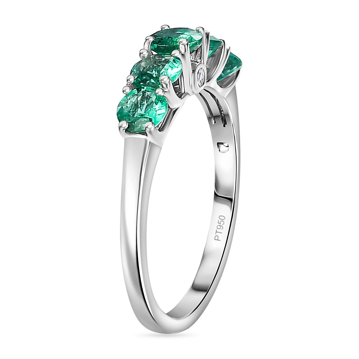 RHAPSODY 950 Platinum AAAA Gemfields Zambian Emerald and White Diamond (VS/E-F) 5-Stone Ring 7838867 4