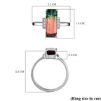 950 Platinum Bi-Color Tourmaline With White Diamond Ring 3.67 Ct