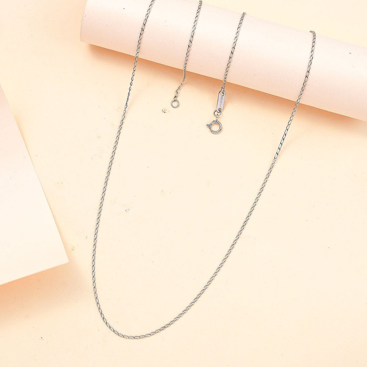 NY Closeout Deal - 950 Platinum Curb Necklace with Spring Ring Clasp (Size - 20) 7857615 2