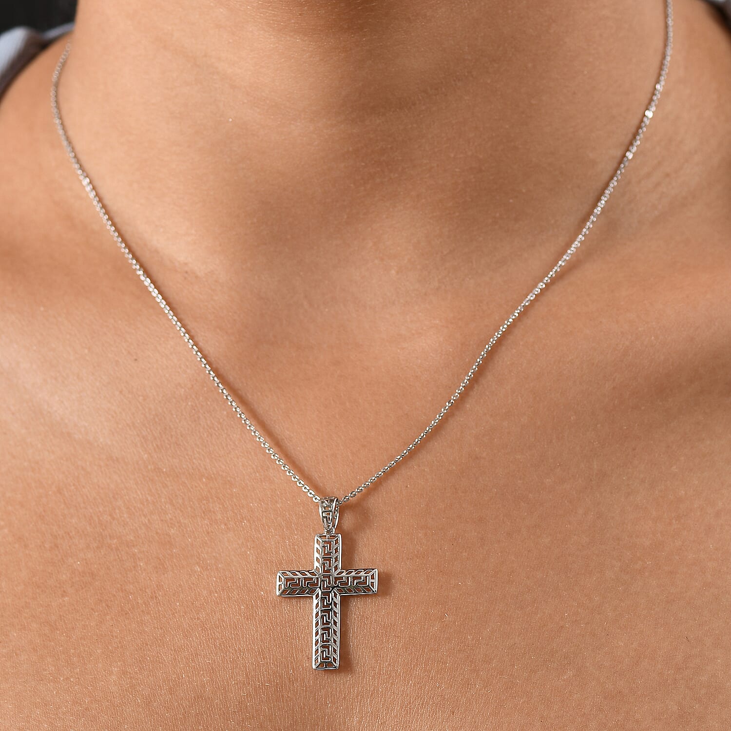 Closeout Deal  - 950 Platinum Cross Pendant, Platinum Wt. 1.70 Gms. 8094642 7