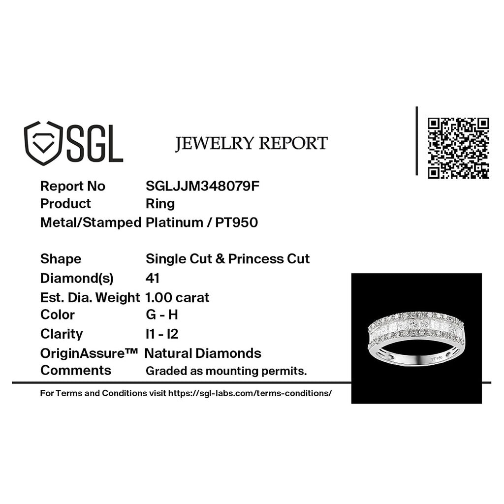 Biggest Close Out- 950 Platinum SGL Certified Diamond I1-I2-G-H Ring 1.00 Ct. Plt Wt 5.14 Grms