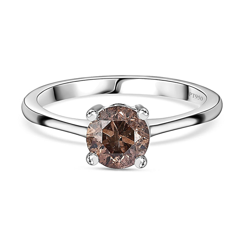 5th Avenue Mega Close Out- 950 Platinum Certified Natural Champagne Diamond Solitaire Ring 1.00  Cts.