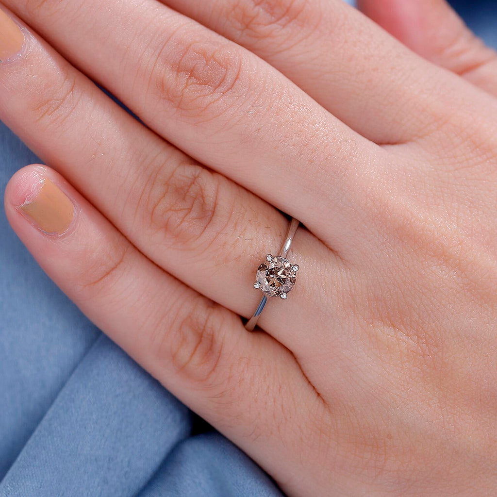 5th Avenue Mega Close Out- 950 Platinum Certified Natural Champagne Diamond Solitaire Ring 1.00  Cts.