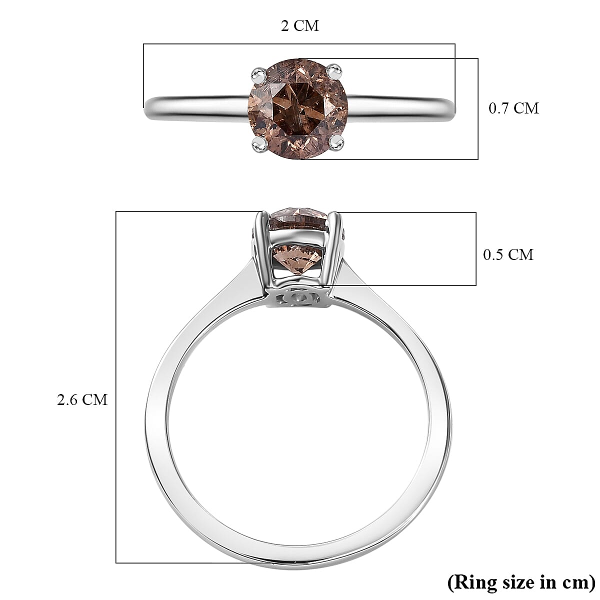 1 Ct. Natural Champagne Diamond Solitaire Ring in 950 Platinum 7865148 6