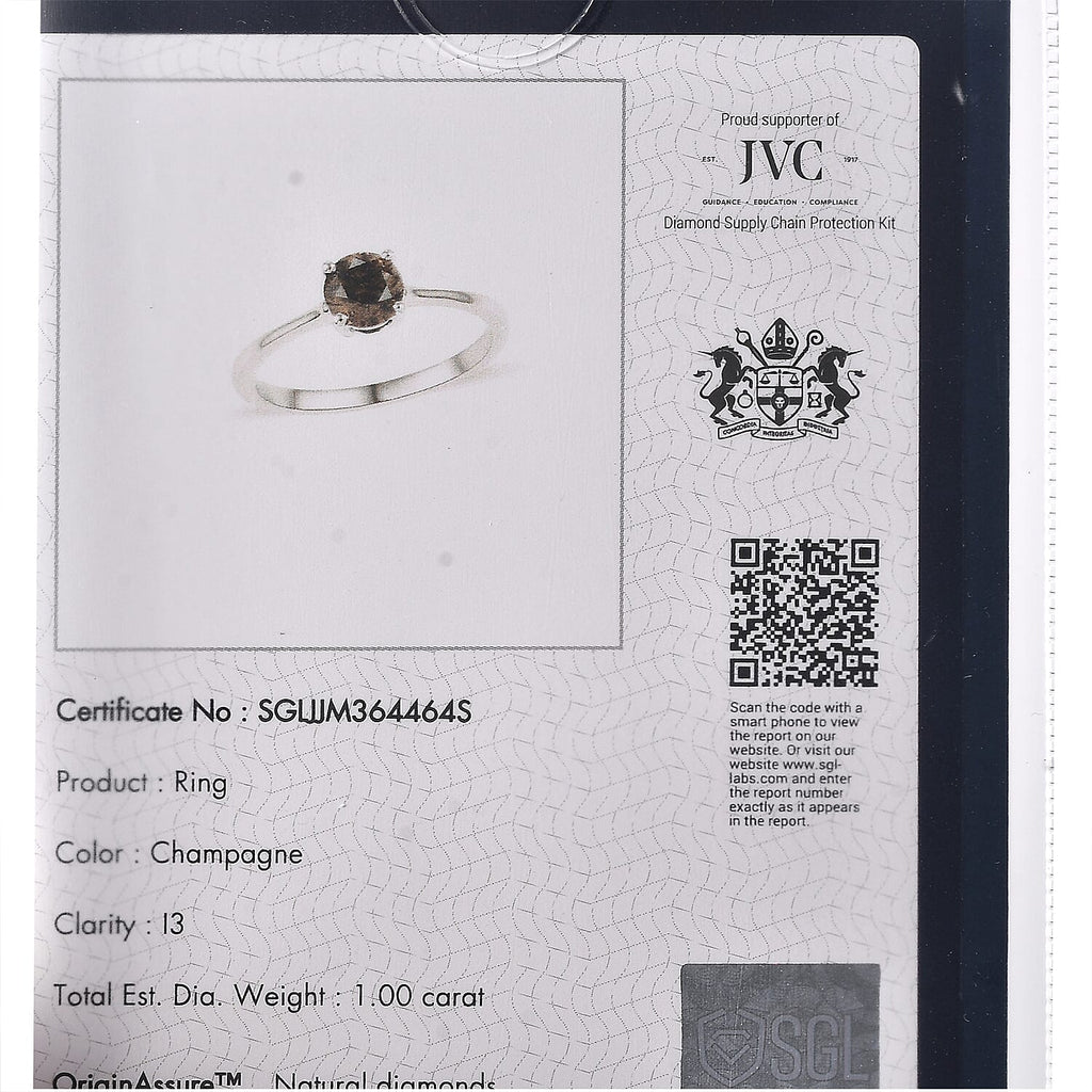 5th Avenue Mega Close Out- 950 Platinum Certified Natural Champagne Diamond Solitaire Ring 1.00  Cts.