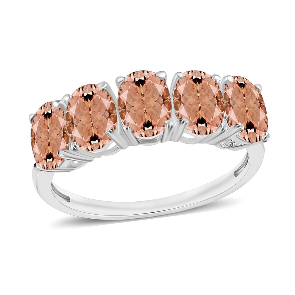 950 Platinum   Pink Morganite  5 Stone Ring 4.50 ct,  Platinum Wt. 1 Gms  4.500  Ct.