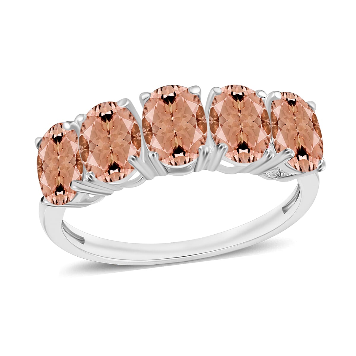 950 Platinum Pink Morganite 5 Stone Ring in Platinum Wt. 1 grams, 4.50 Ct 8009118 0