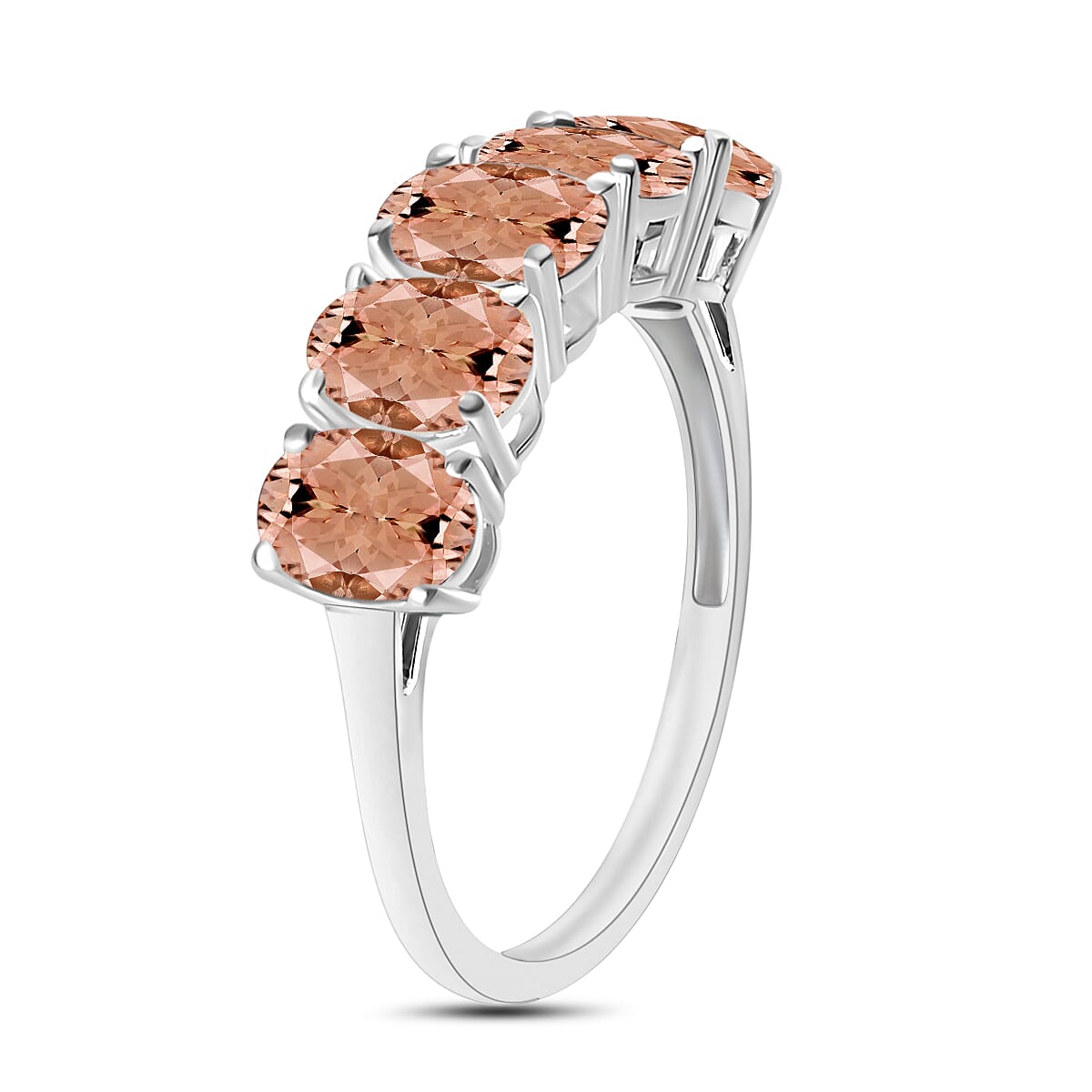 950 Platinum Pink Morganite 5 Stone Ring in Platinum Wt. 1 grams, 4.50 Ct 8009118 2