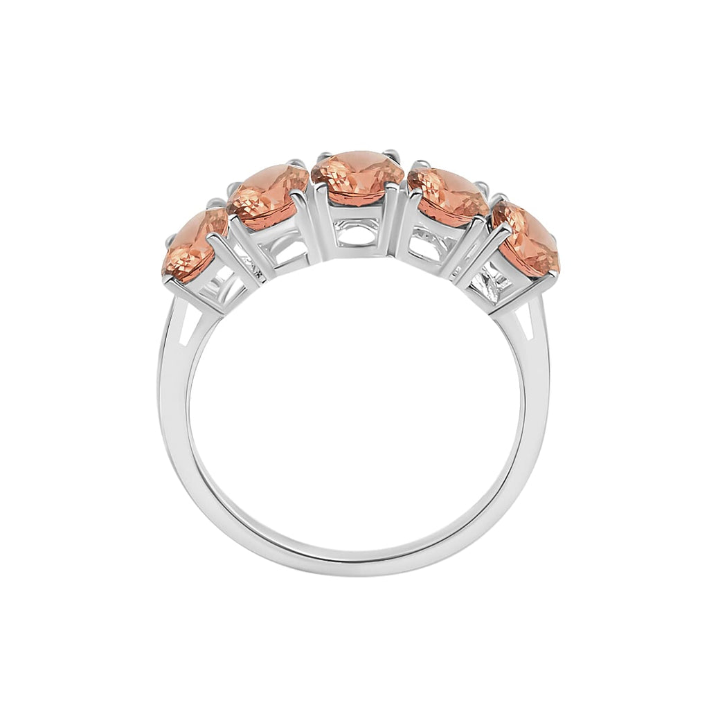 950 Platinum   Pink Morganite  5 Stone Ring 4.50 ct,  Platinum Wt. 1 Gms  4.500  Ct.