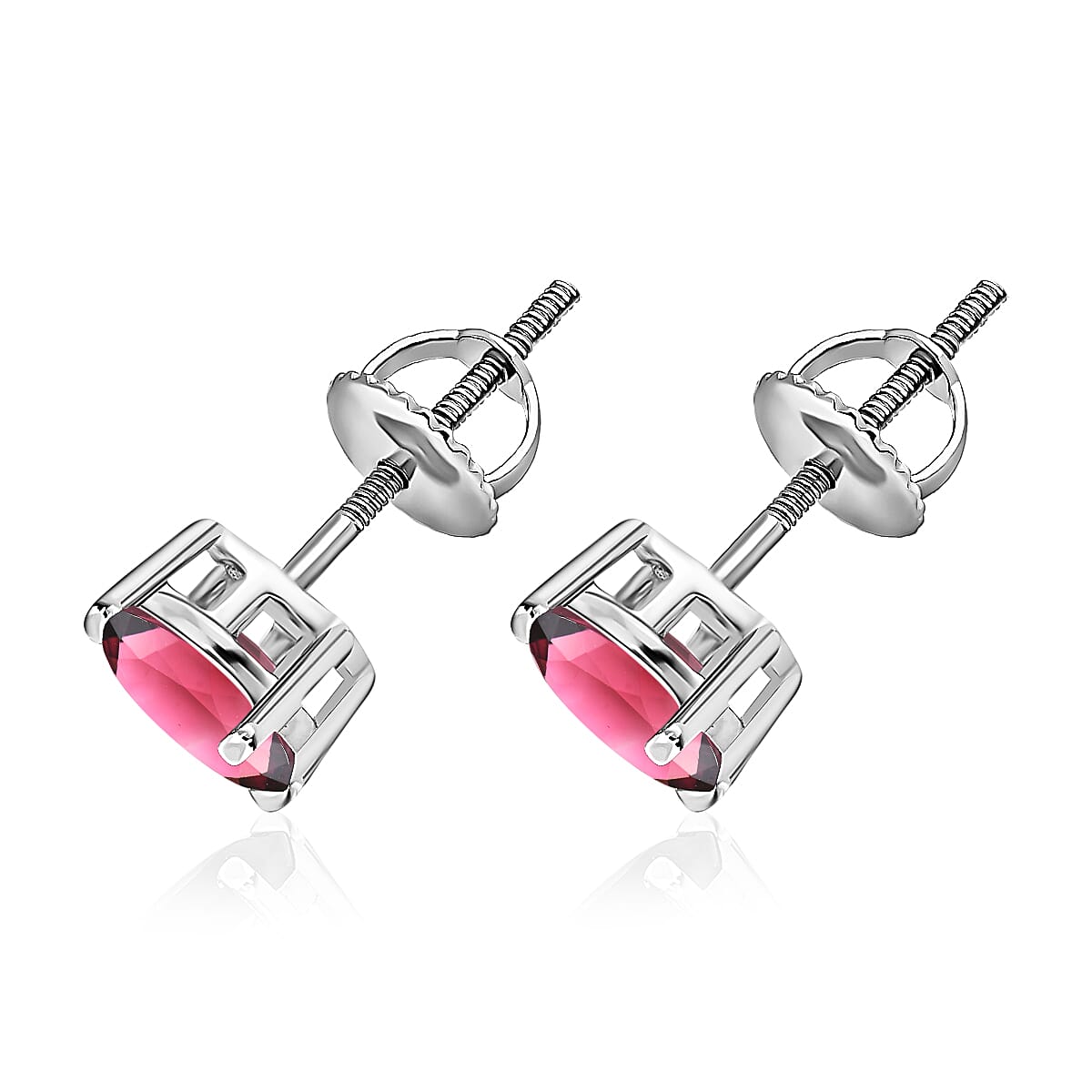 950 Platinum Rubellite Solitaire Stud Push Post Earrings 8000543 2