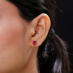 950 Platinum   Rubellite  Solitaire Stud Push Post Earring 2.50 ct,  Platinum Wt. 3 Gms  2.500  Ct.