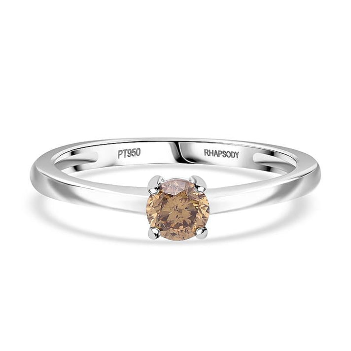 SGL Certified Natural Champagne Diamond Solitaire Ring in 950 Platinum 0.50 Ct. 8169456 1