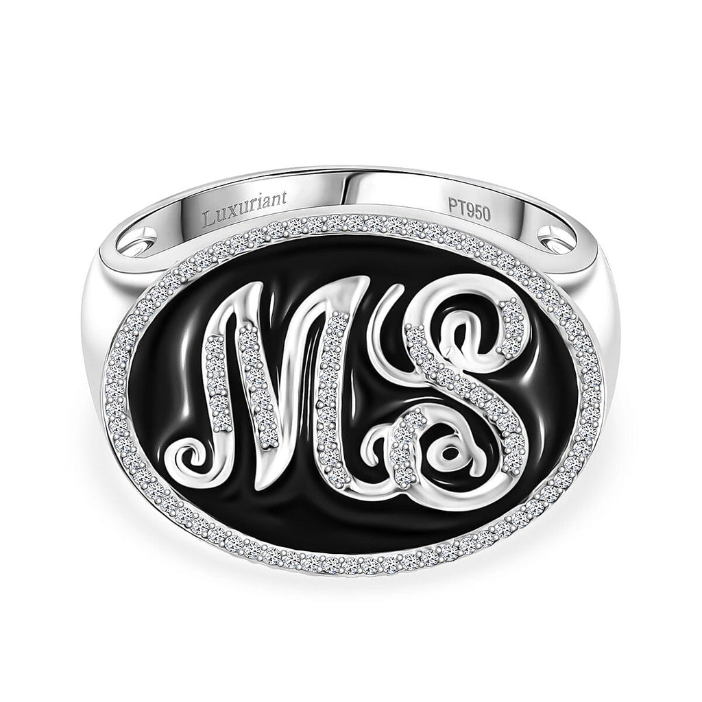 Luxuriant 950 Platinum Lab Grown Diamond (SI-GH) Enamelled Ring 0.54 Ct, Platinum Wt. 15.93 Gms.