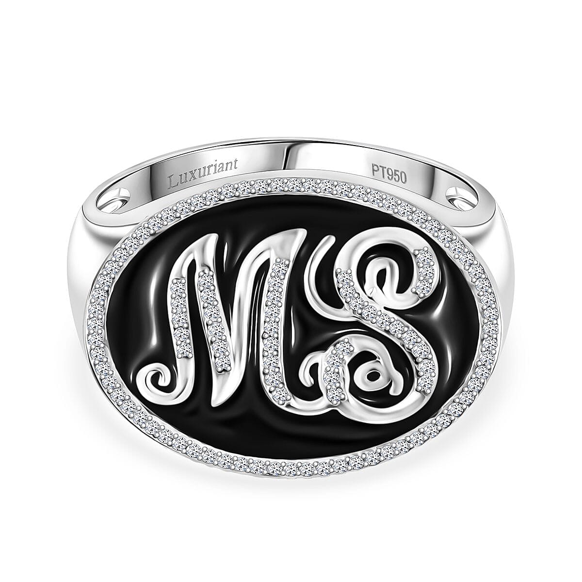 Luxuriant 950 Platinum Lab Grown Diamond (SI-GH) Enamelled Ring 0.54 Ct, Platinum Wt. 15.93 Gms. 8255367 0