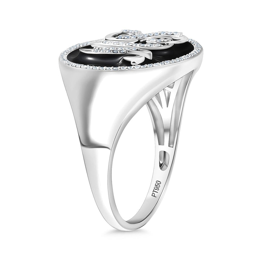 Luxuriant 950 Platinum Lab Grown Diamond (SI-GH) Enamelled Ring 0.54 Ct, Platinum Wt. 15.93 Gms.