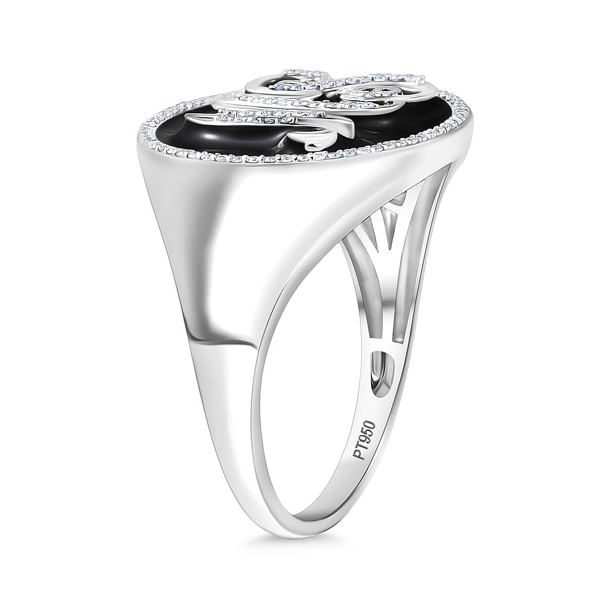Luxuriant 950 Platinum Lab Grown Diamond (SI-GH) Enamelled Ring 0.54 Ct, Platinum Wt. 15.93 Gms. 8255367 3
