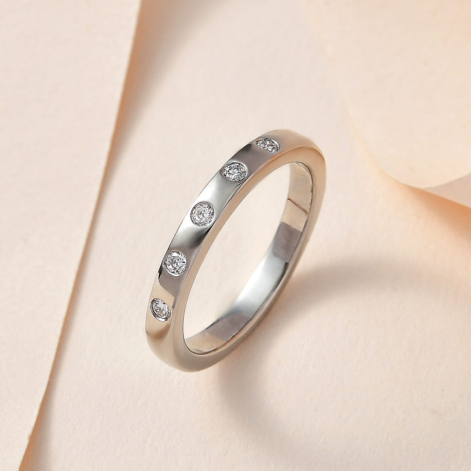 950 Platinum White Diamond Ring, Platinum Wt.4.80 Gms 8563187 1