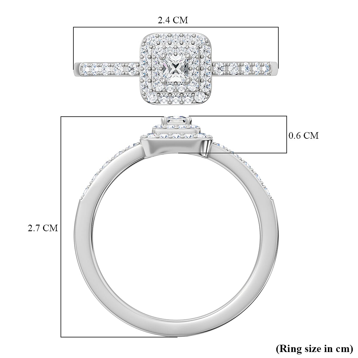 950 Platinum SI2 White Diamond SI2 Cluster Ring, Platinum Wt.4.72 Gms  0.471  Ct. 8523990 5