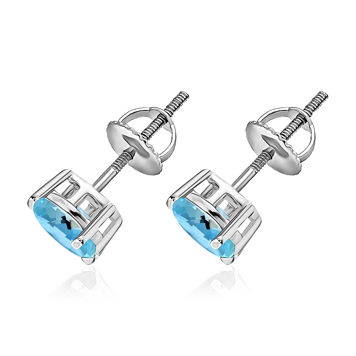 950 Platinum Santamaria Aquamarine Solitaire Stud Earrings 1.70 ct. 8000689 2