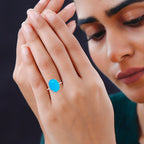 950 Platinum   Sleeping Beauty Turquoise  Solitaire Ring 7.00 ct,  Platinum Wt. 5.5 Gms  7.860  Ct.