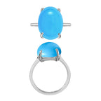 950 Platinum   Sleeping Beauty Turquoise  Solitaire Ring 7.00 ct,  Platinum Wt. 5.5 Gms  7.860  Ct.