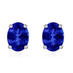 950 Platinum AAAA Tanzanite Solitaire Stud Push Post Earring with Screw Back 1.70 Ct.