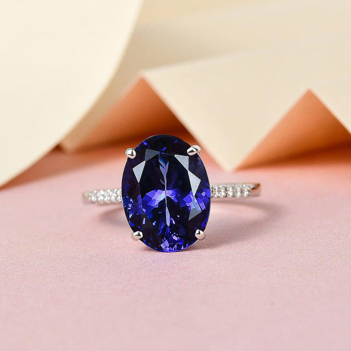 RHAPSODY 950 Platinum Tanzanite Solitaire Ring with White Diamonds 5.12Ct. 7162852 2