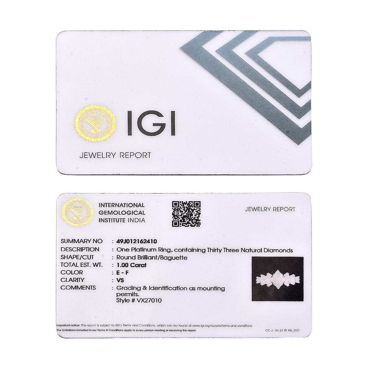 RHAPSODY - 950 Platinum White Diamond (VS-EF) IGI Certified Ring 1.00 Ct. 7938115 6