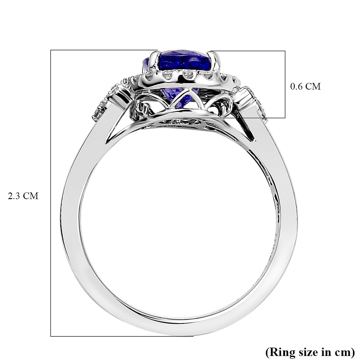 RHAPSODY 950 Platinum VS White Diamond And Tanzanite Ring 2.50 ct, Platinum Wt. 6.47 Gms 2.500 Ct. 7230523 4