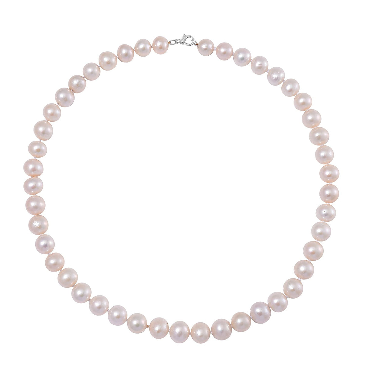 950 Platinum AAAA High Lustre Spherical Edison (8mm-10.25mm) Pearl Necklace (Size - 20) 7934146 3