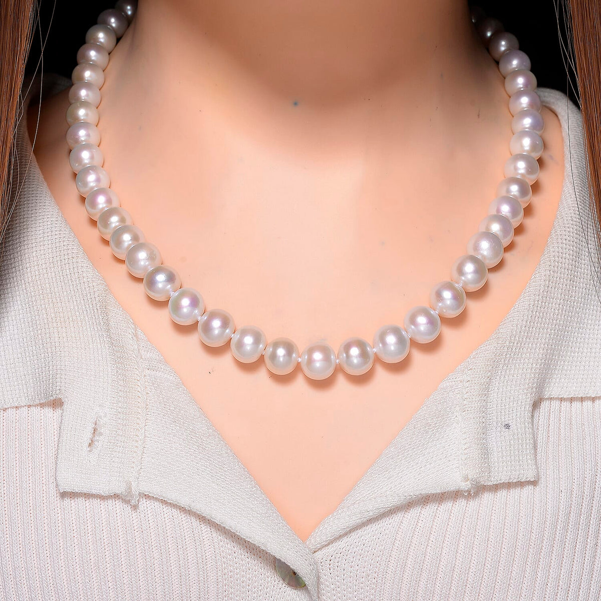 Rhapsody 950 Platinum AAAA White Edison Pearl (9-11mm) Necklace (Size 20) with Lobster Clasp 8243132 2